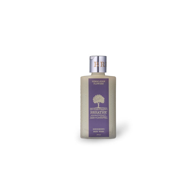 Breathe Aromatherapy Himalayan Flowers Body Wash  Indian Jasmine Ylang Ylang  Mogra  Suitable for all skin types  Beneficial for normal to dry skin and mature skin  Moisturises  soothes the skin  SLES FREE  250 ml - Image 1