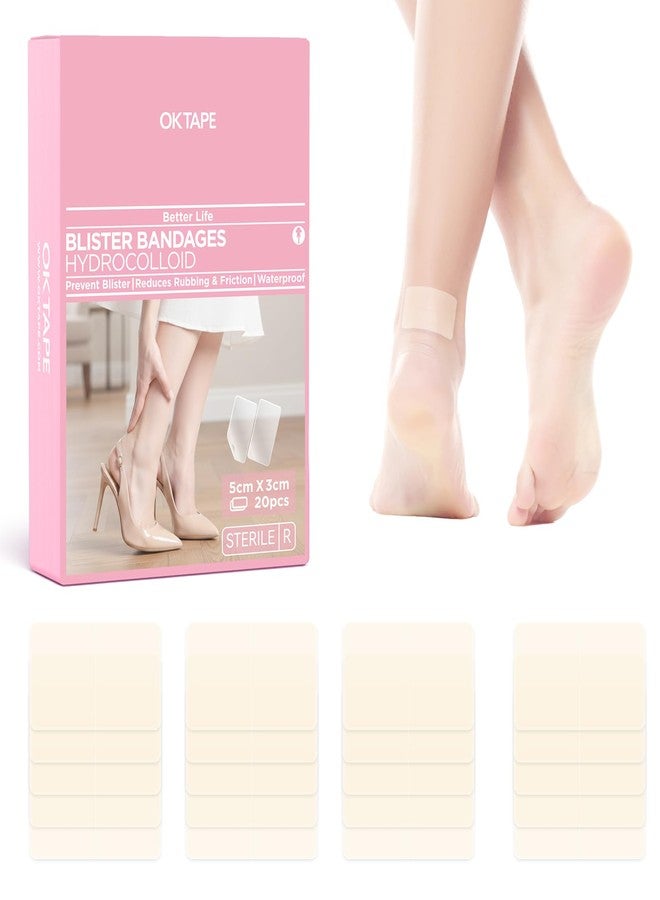 OK TAPE Blister Bandage,20 Count，5cm*3cm,Waterproof Blister Prevention Tape for Heel,Toe,Foot Sole,etc - Image 1