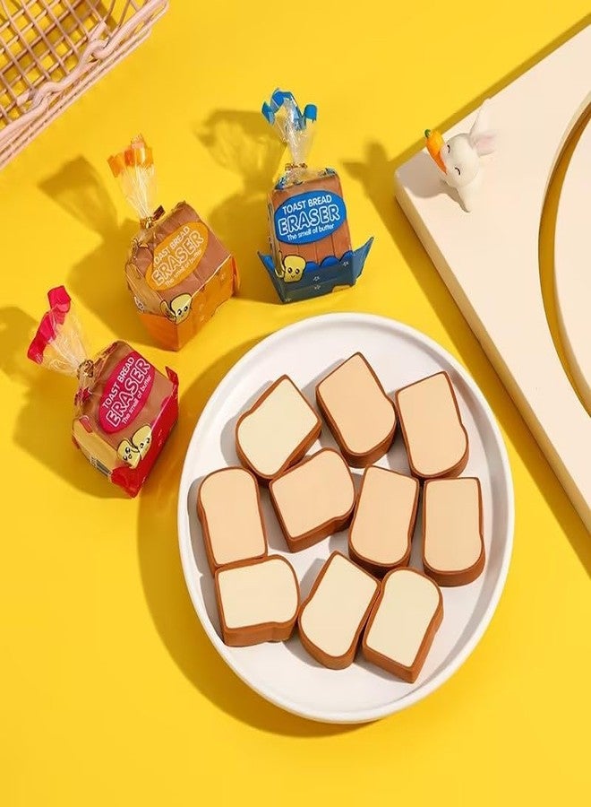 SquarezhenBo Colorful Toast Bread Eraser Stationery Bread Shape Pencil Eraser Sketching Tools Drafting, Bread Eraser Cartoon Cute Pencil Eraser Supply for Kid Painters Artists Standard Pencil Erasers - Image 5