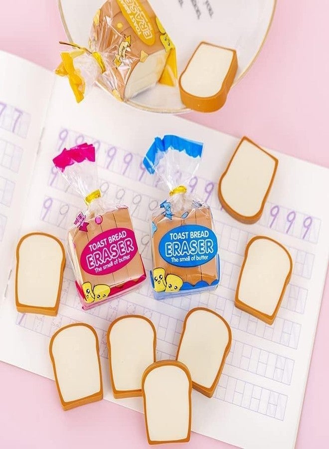 SquarezhenBo Colorful Toast Bread Eraser Stationery Bread Shape Pencil Eraser Sketching Tools Drafting, Bread Eraser Cartoon Cute Pencil Eraser Supply for Kid Painters Artists Standard Pencil Erasers - Image 3