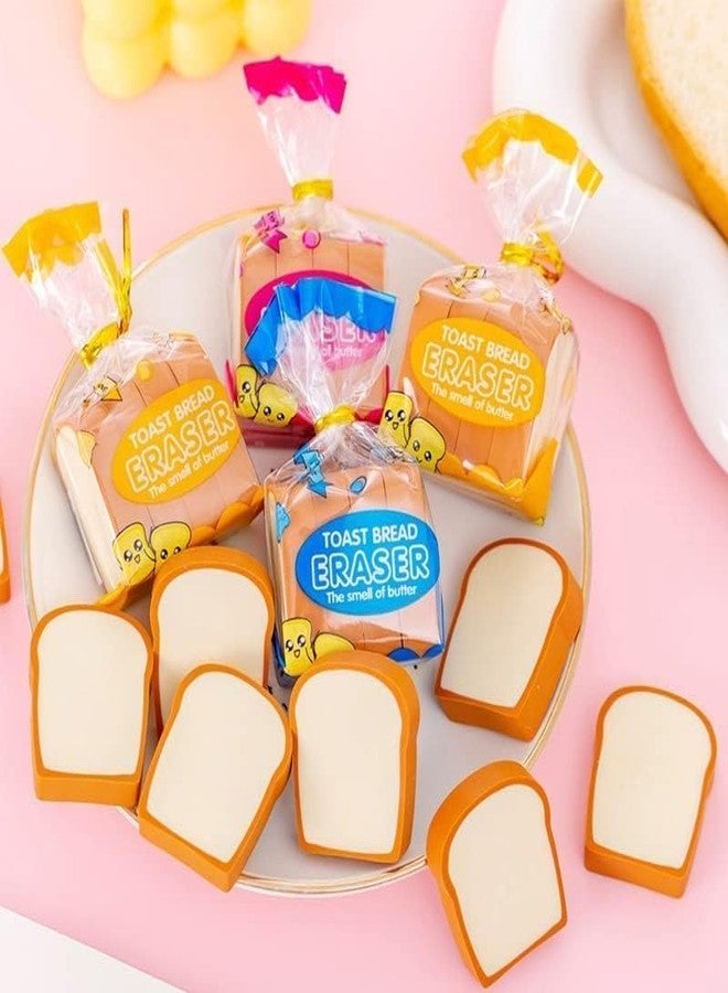 SquarezhenBo Colorful Toast Bread Eraser Stationery Bread Shape Pencil Eraser Sketching Tools Drafting, Bread Eraser Cartoon Cute Pencil Eraser Supply for Kid Painters Artists Standard Pencil Erasers - Image 1
