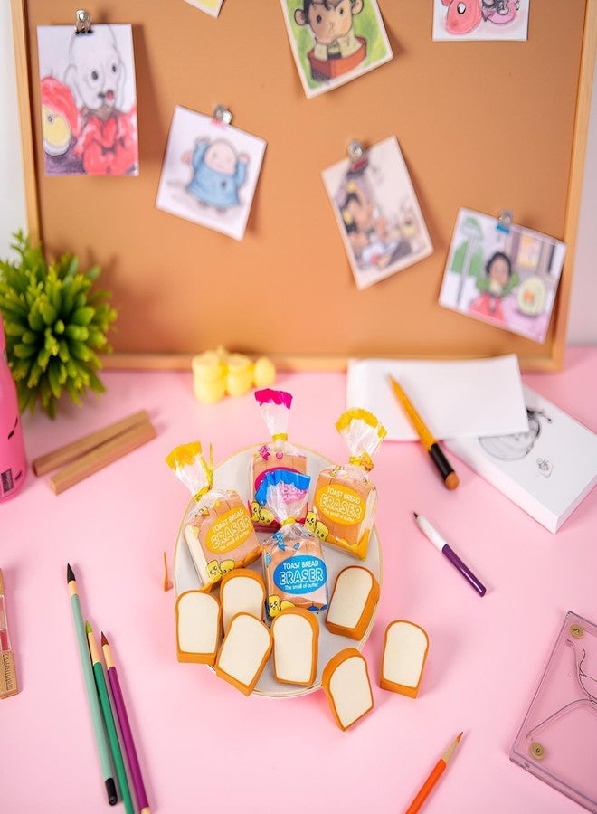 SquarezhenBo Colorful Toast Bread Eraser Stationery Bread Shape Pencil Eraser Sketching Tools Drafting, Bread Eraser Cartoon Cute Pencil Eraser Supply for Kid Painters Artists Standard Pencil Erasers - Image 2