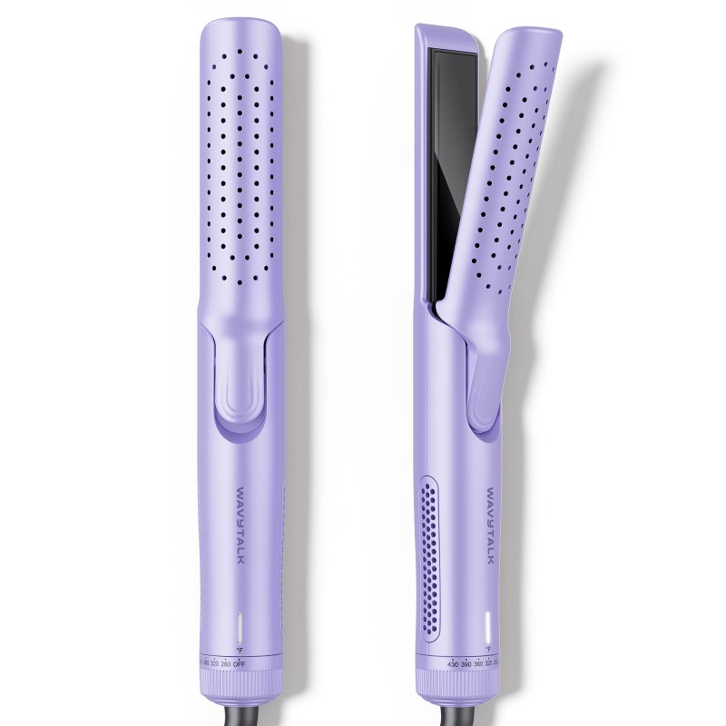 Wavytalk Airflow Styler Curling Iron, Cool Curl, 360Â° Cool Air Lock in Style for Lasting Curls, Reduces Damage, 2 in 1 Hair Straightener and Curler, 1.25 Inch, Anti-Scald for Short Long Hair, Purple - Image 1