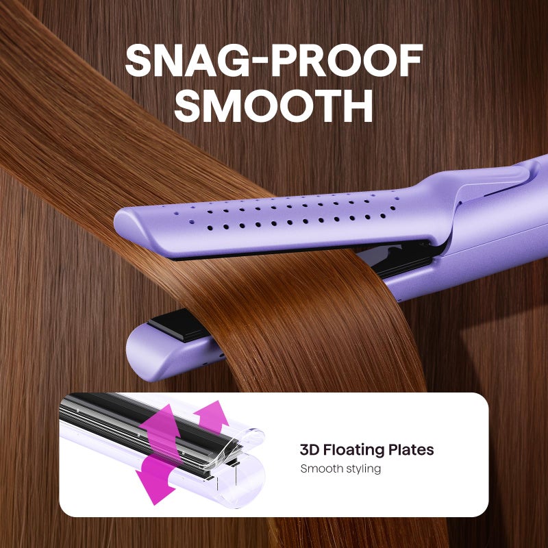 Wavytalk Airflow Styler Curling Iron, Cool Curl, 360Â° Cool Air Lock in Style for Lasting Curls, Reduces Damage, 2 in 1 Hair Straightener and Curler, 1.25 Inch, Anti-Scald for Short Long Hair, Purple - Image 5