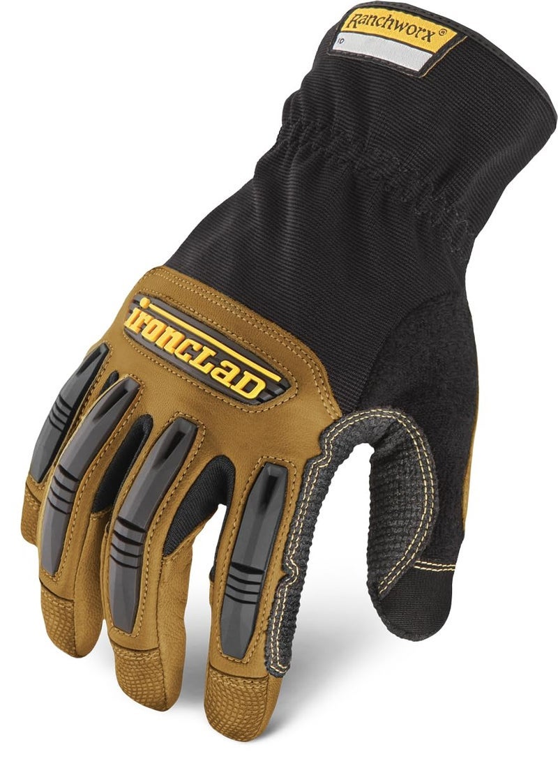 Ironclad RWG205XL Ranchworx Leather Gloves, Black/Tan, X-Large - Image 1