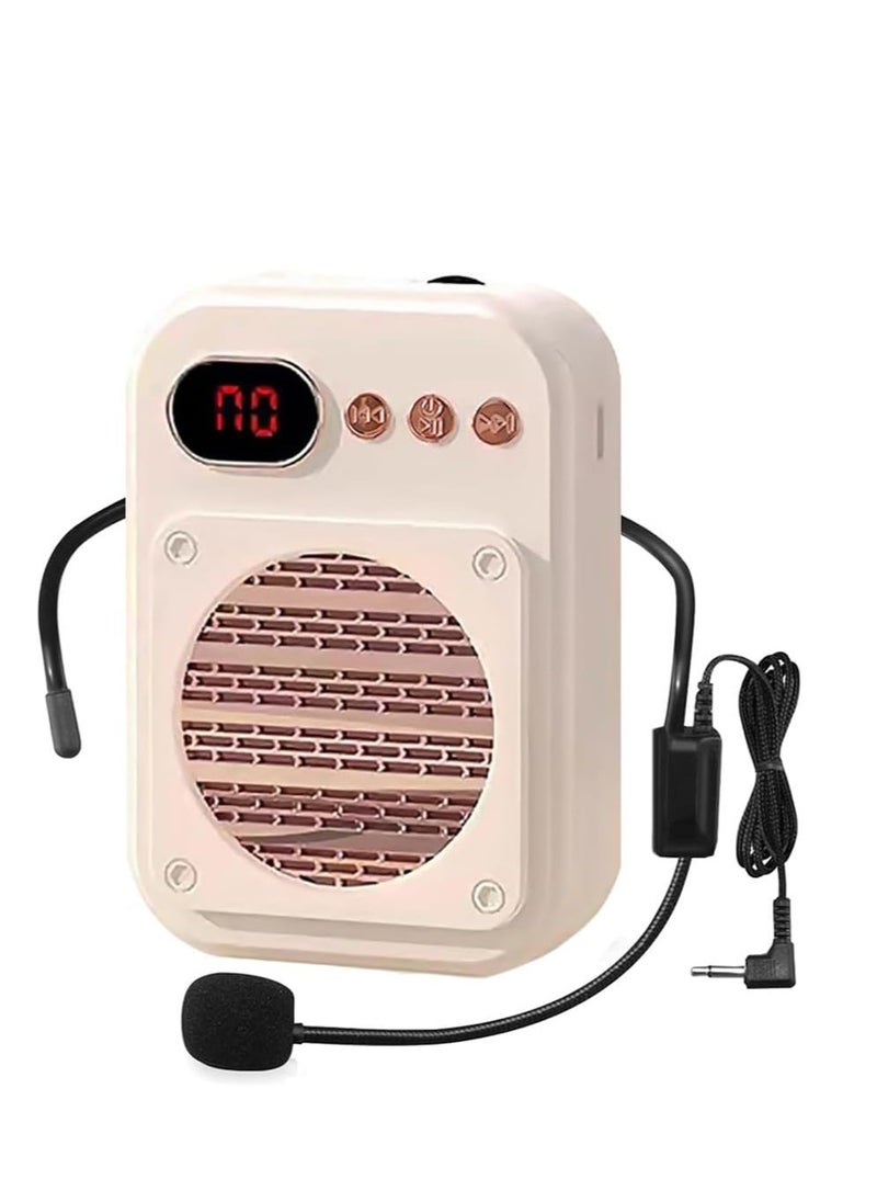 Generic Portable Voice Amplifier Bluetooth Rechargeable Personal Amplifier PA System Speaker Power Amplifier Speaker for Teacher Meeting Guide S25 Wired Beige  - Image 1