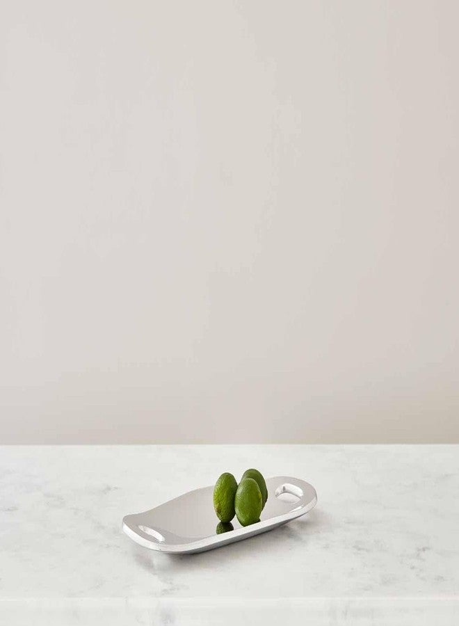 Nambe Nambé Handled Serving Tray - Rectangular Plank Design with Curved Sides to Prevent Drips - Modern Alloy Serveware for Dining, Entertaining & Decorative Display - Crafted from Signature Metal (Silver) - Image 2