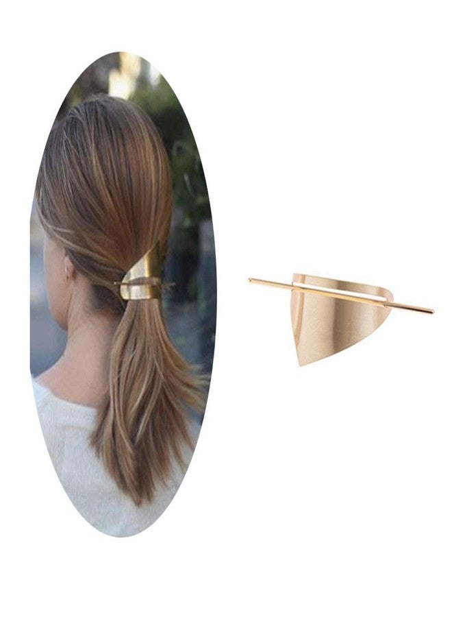 Fodattm Women Lady Irregular Triangle Alloy Hair Cuff Hair Stick Hairpin Minimalist Hair Clip Metal Bun Holder Vintage Bun Cage (Gold) - Image 4