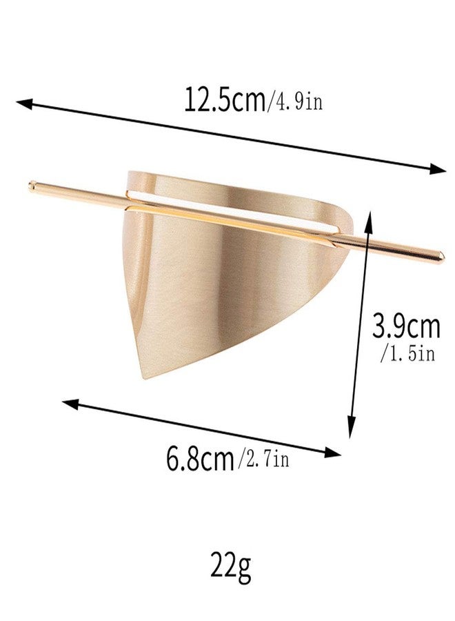 Fodattm Women Lady Irregular Triangle Alloy Hair Cuff Hair Stick Hairpin Minimalist Hair Clip Metal Bun Holder Vintage Bun Cage (Gold) - Image 3