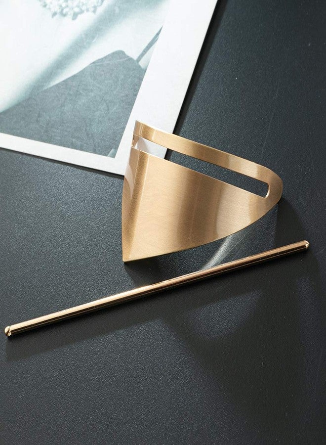 Fodattm Women Lady Irregular Triangle Alloy Hair Cuff Hair Stick Hairpin Minimalist Hair Clip Metal Bun Holder Vintage Bun Cage (Gold) - Image 2