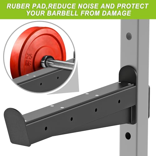 Kipika Safety Spotter Arms and J-Hooks for 2" x 2" Power Racks with 5/8" or 1" Hole - Heavy Duty Barbell Holders and Catches with Rubber Pads - Power Rack Attachments for Squat, Bench Press and More - Image 5
