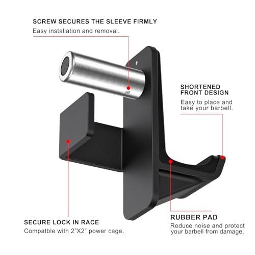 Kipika Safety Spotter Arms and J-Hooks for 2" x 2" Power Racks with 5/8" or 1" Hole - Heavy Duty Barbell Holders and Catches with Rubber Pads - Power Rack Attachments for Squat, Bench Press and More - Image 2