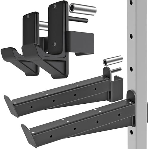 Kipika Safety Spotter Arms and J-Hooks for 2" x 2" Power Racks with 5/8" or 1" Hole - Heavy Duty Barbell Holders and Catches with Rubber Pads - Power Rack Attachments for Squat, Bench Press and More - Image 1