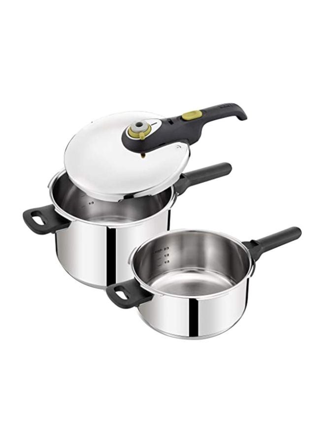 Pack Of 2 Pressure Cooker Set With Cover Silver