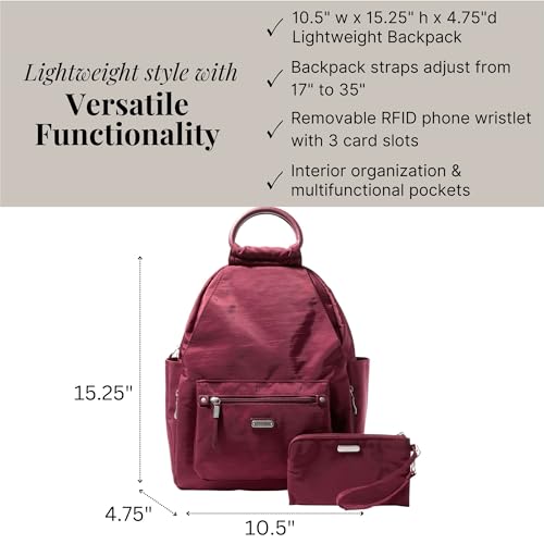 Baggallini All Day Backpack with RFID Phone Wristlet - Lightweight Travel Backpack for Women - Image 4