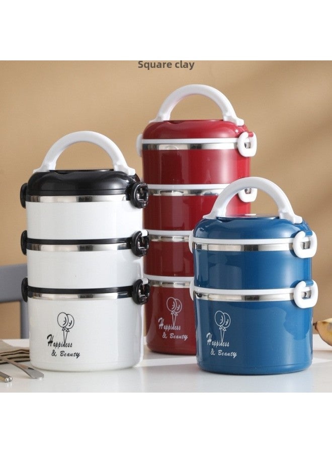 304 Insulated Lunch Box Barrel Office Workers Stainless Steel With Lid Lunch Box Microwave Oven Heating Lunch Box Student Women Wholesale-Specifications:Four Floors-Color:Heightened Burgundy Color (comes With Tableware + Food Grid + Thermal Bag)  - Image 2