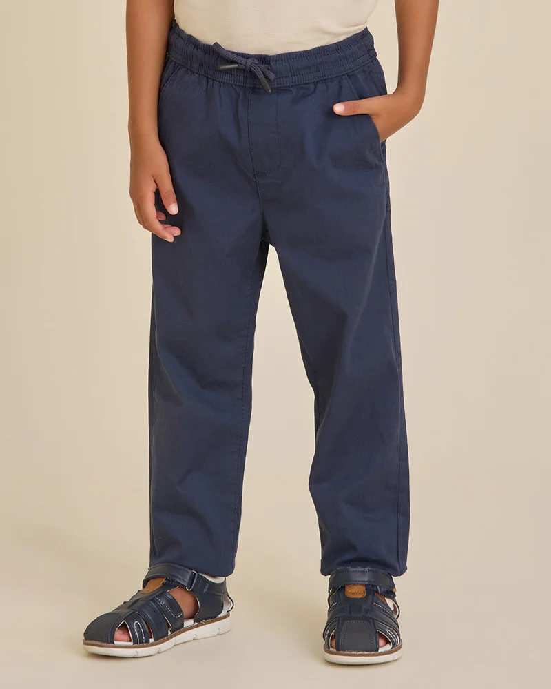 Redtag Boys Navy Twill Pull-On Trousers