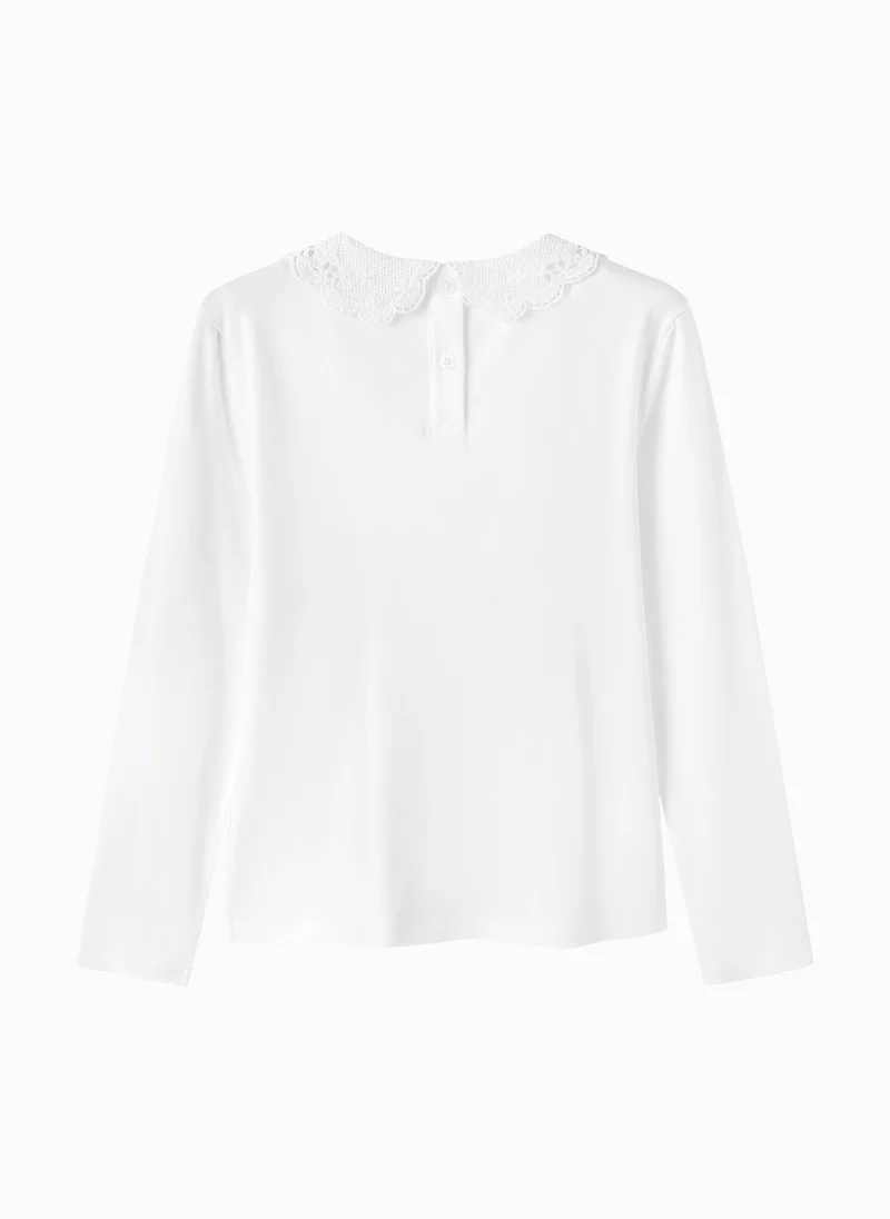 Balabala Kids Girls Lapel long sleeve T-shirt