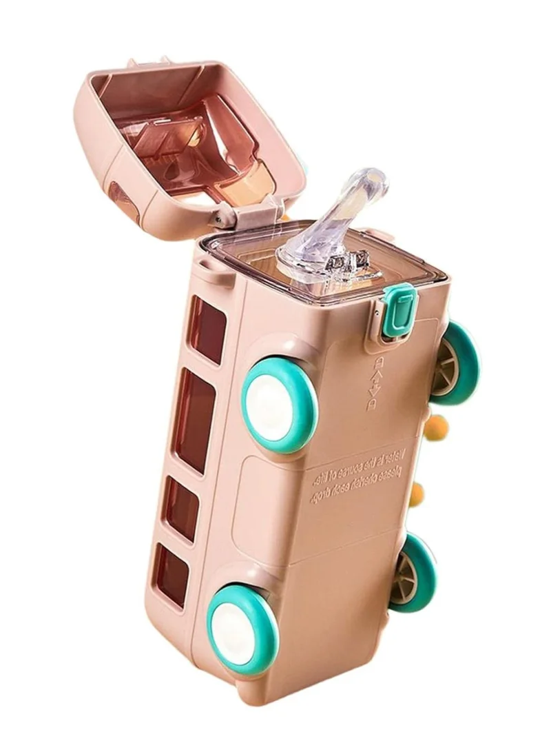 flâneur Bus-Shaped Water Bottle 500ml with Wheels - BPA-Free, Stylish and Fun Bottle for Kids, Perfect for School and Travel, Lightweight, Easy to Carry, Ideal Hydration Solution for Students