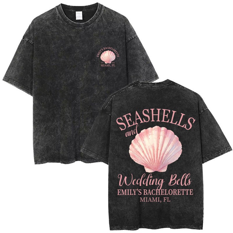 Washed Vintage Personalized Seashells And Wedding Bells Bach - Image 2
