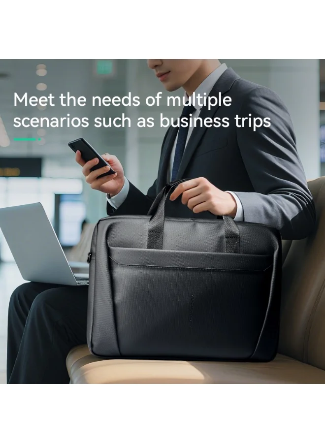 MARK RYDEN MARK RYDEN MR 616D Black Laptop Bag 15.6 Inch, Digital Series Slim Briefcase, Oxford Business Shoulder Bag with Multi-Compartments, Trolley Strap & Water-Repellent Fabric