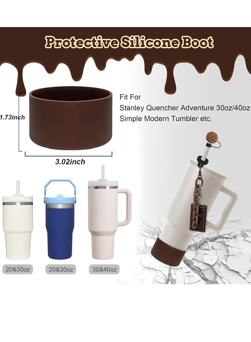 Creative Water Cup Accessories Set 30&40 Oz Cookie Straw Lid Cute Realistic Chocolate Lanyard Cup Holder Cup Strap - Image 3