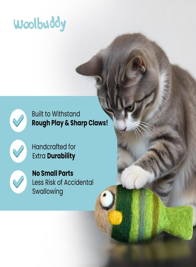 Woolbuddy Felted Wool Cat Toys - 3 Fish Kick Toys for Indoor Cats, Catnip-Free & Durable - Image 4