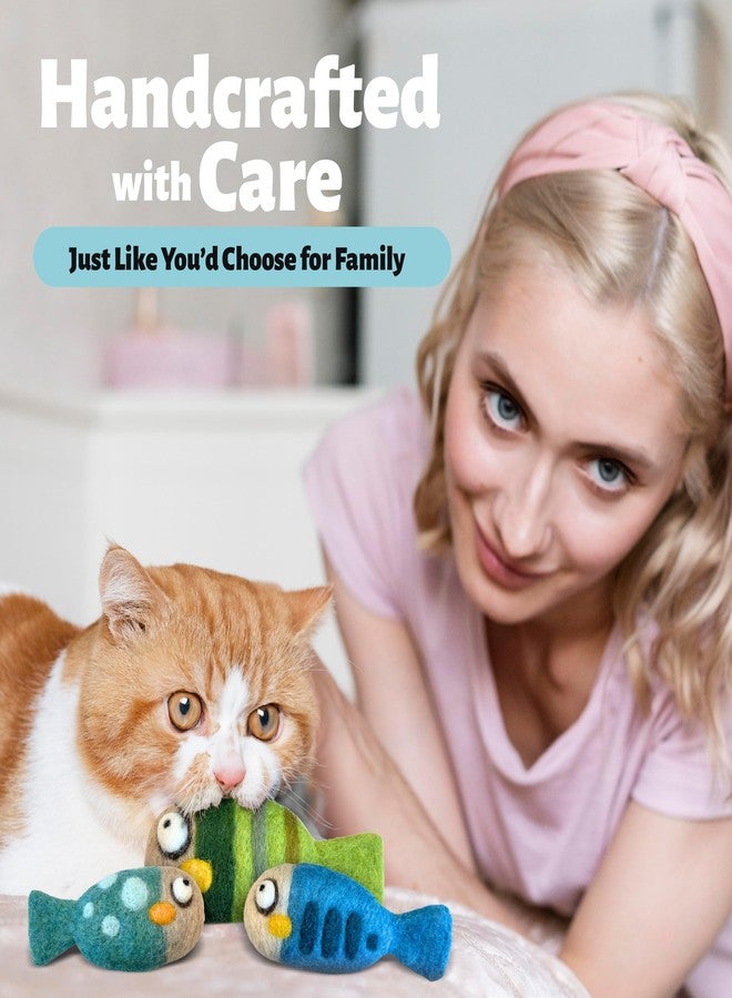 Woolbuddy Felted Wool Cat Toys - 3 Fish Kick Toys for Indoor Cats, Catnip-Free & Durable - Image 5