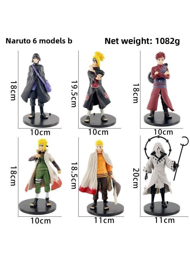 Naruto Hand Ornaments Naruto Kakashi Sasuke Naruto 6-piece Set Doll Children's Gift Blind Box Gift-Color:Pvc-fire Ninja 6-pack Type B