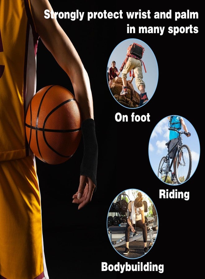 AOZUO 2 Pairs Palm Brace Wrist Support Sleeves, Elastic Carpal Tunnel Gloves Wrist Compression Brace Breathable Fingerless Sleeve Wrists Strap for Women Men Fitness Sports Cycling, Black - Image 4