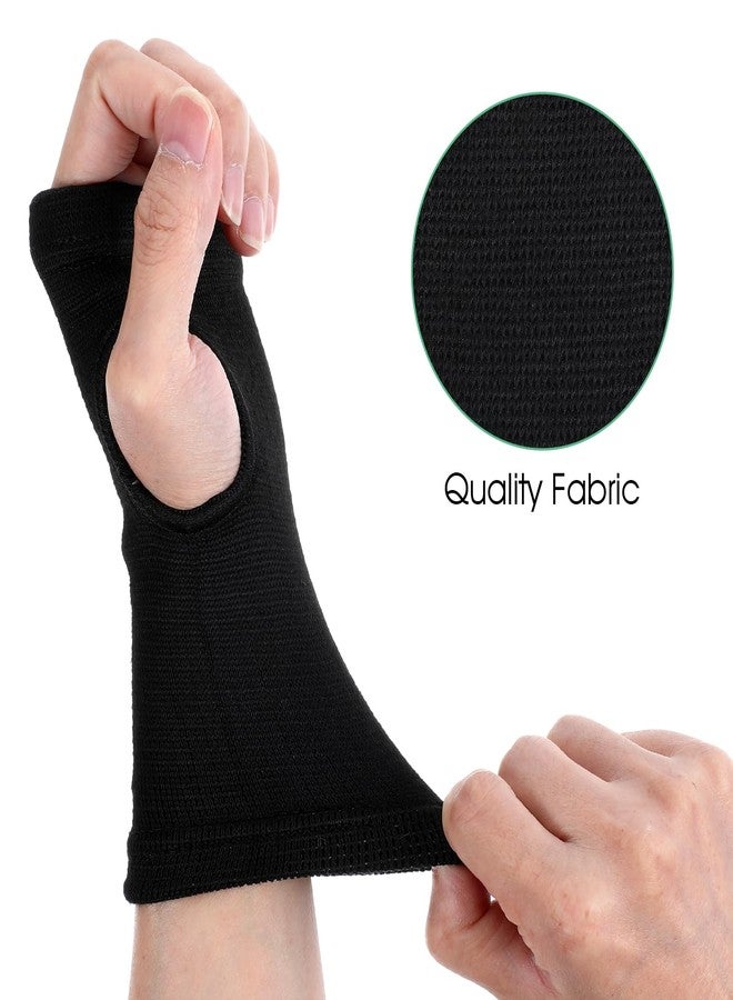 AOZUO 2 Pairs Palm Brace Wrist Support Sleeves, Elastic Carpal Tunnel Gloves Wrist Compression Brace Breathable Fingerless Sleeve Wrists Strap for Women Men Fitness Sports Cycling, Black - Image 5