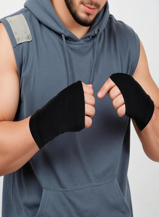 AOZUO 2 Pairs Palm Brace Wrist Support Sleeves, Elastic Carpal Tunnel Gloves Wrist Compression Brace Breathable Fingerless Sleeve Wrists Strap for Women Men Fitness Sports Cycling, Black - Image 3
