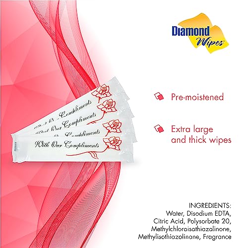 Diamond Wipes Pre-moistened Hand Wipes - “With Our Compliments” Logo 10x8” Extra Thick Lemon-Scented Pack of 250 Individually Wrapped Wet Wipes - Image 3