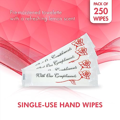 Diamond Wipes Pre-moistened Hand Wipes - “With Our Compliments” Logo 10x8” Extra Thick Lemon-Scented Pack of 250 Individually Wrapped Wet Wipes - Image 2