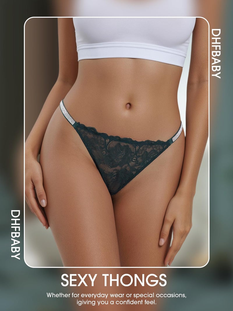 Women's Sexy Lace Thong with Rhinestones - Image 3