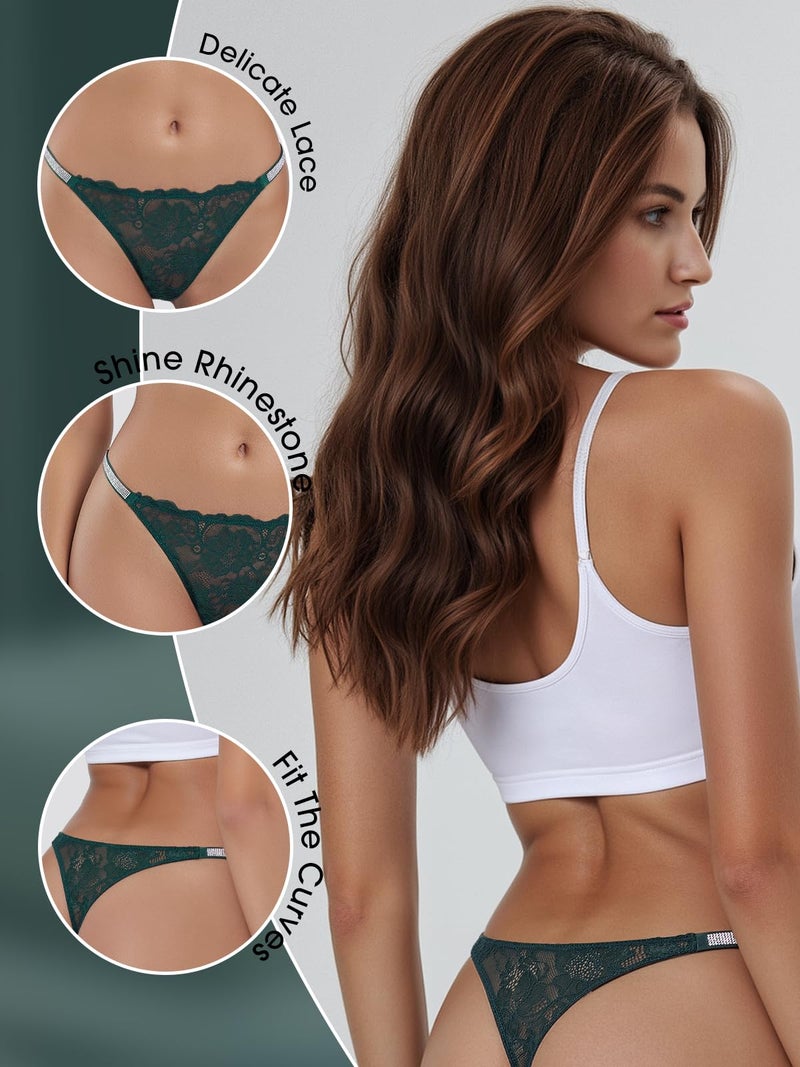 Women's Sexy Lace Thong with Rhinestones - Image 4