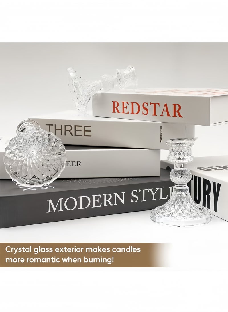 Glass Candlestick Holders 4inch Taper Candle Holders Clear Glass Candle Holders for Wedding Festival, Party & Festival Decor - Image 4