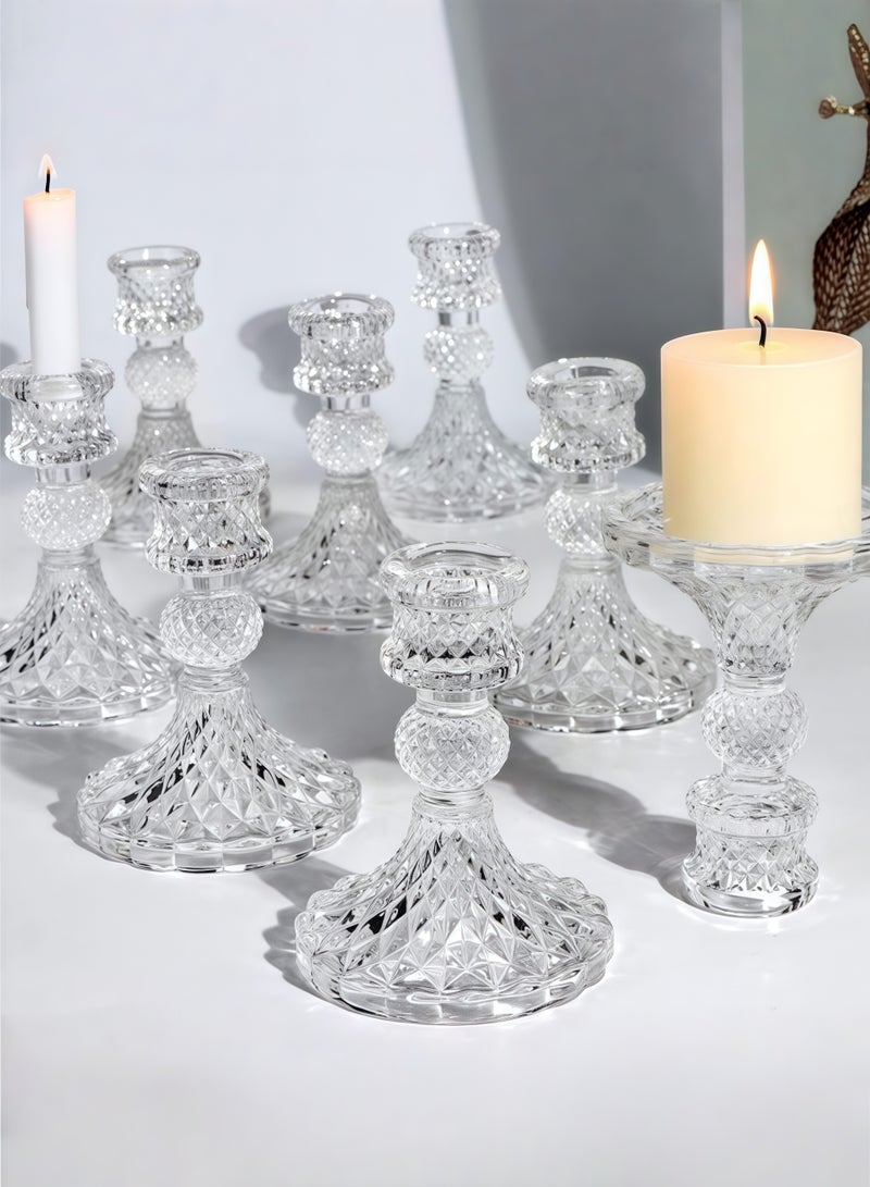 Glass Candlestick Holders 4inch Taper Candle Holders Clear Glass Candle Holders for Wedding Festival, Party & Festival Decor - Image 1