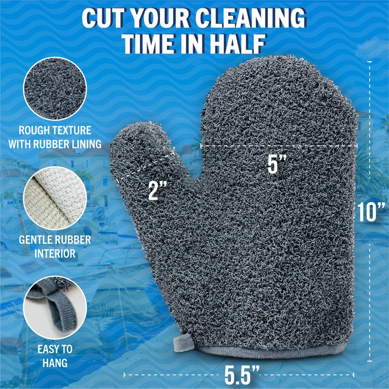 Better Boat Boat Scrubbing Brush Glove, Heavy-Duty Deck and Hull Scrub Mitt for Floors, Aluminum, Pontoon, Marine and Fishing Boat Accessories - Image 3