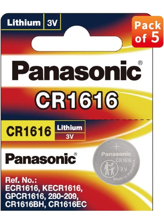 Panasonic Lithium 3V Coin Battery Cr1616 Pack Of 5 - Image 1