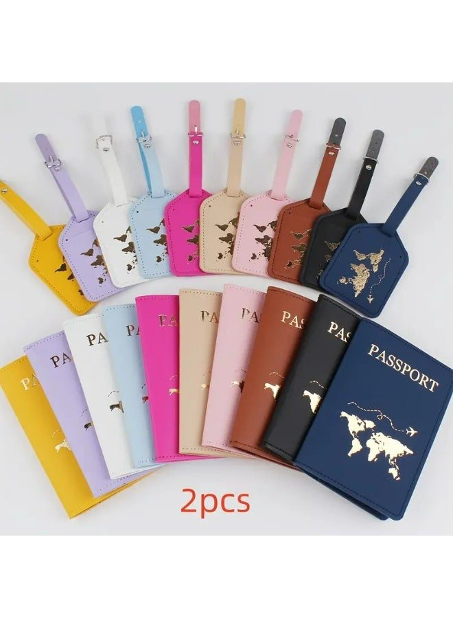 Kandid Travel Passport Holder and Luggage Tag Set, Faux Leather, Classic Style, Unisex (PURPLE SET) - Image 2