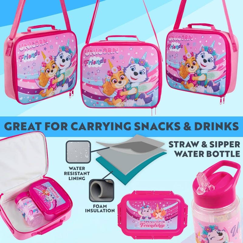 Get Trend Paw Patrol Water Bottle Lunch Box Lunch Bag Kids Set 3 Pcs Insulated Snack Bag For School Travel Gifts For Kids (Pink Paw Patrol) - Image 3