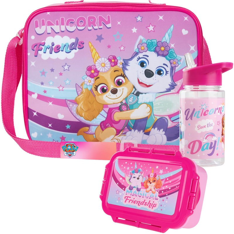Get Trend Paw Patrol Water Bottle Lunch Box Lunch Bag Kids Set 3 Pcs Insulated Snack Bag For School Travel Gifts For Kids (Pink Paw Patrol) - Image 1