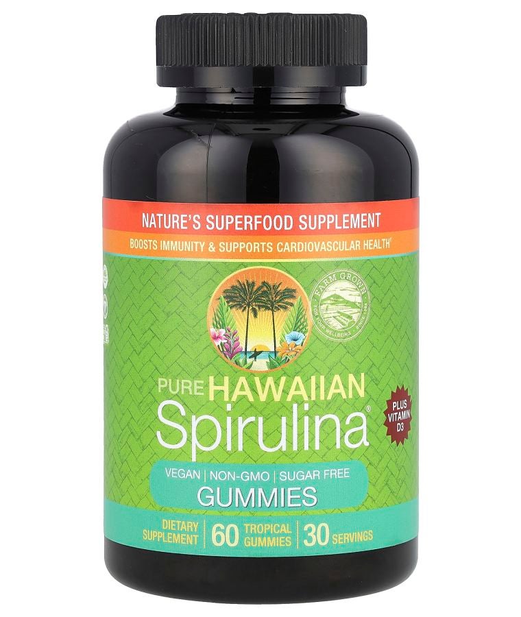 Nutrex Hawaii Pure Hawaiian Spirulina Plus Vitamin D3 Gummies 60 Tropical Gummies