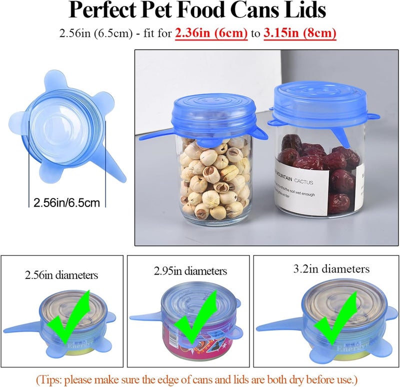 Adpartner Silicone Can Lids (10 Pack, All 2.6'' Diameter), Reusable Silicone Stretch Lids for Pet Food Cans, BPA-free Seal Can Covers for Yogurt Jars Soda Regular Mason Jars Canned Pet Foods - Image 2
