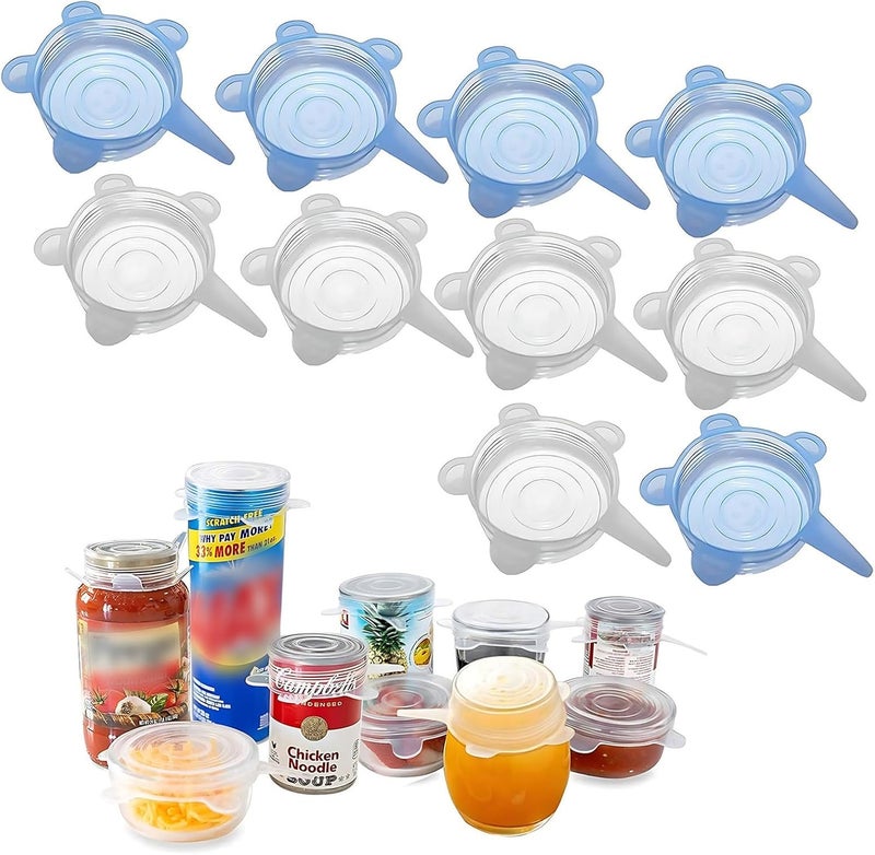 Adpartner Silicone Can Lids (10 Pack, All 2.6'' Diameter), Reusable Silicone Stretch Lids for Pet Food Cans, BPA-free Seal Can Covers for Yogurt Jars Soda Regular Mason Jars Canned Pet Foods - Image 1