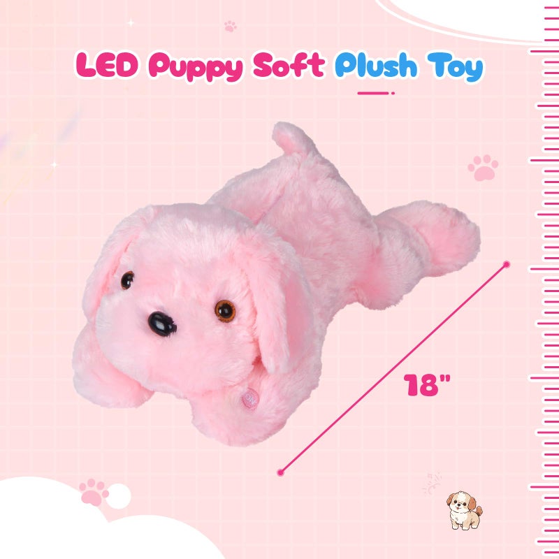 WEWILL 18 Light up Pink Puppy Dog LED Stuffed Animal with Colorful Night Light Glow Soft Plush Toy Gifts for Kids on Christmas Birthday - Image 3
