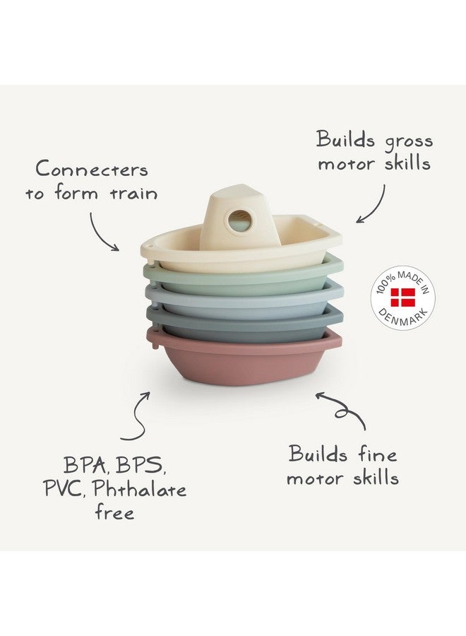 mushie Stackable Bath Boats Toy (Original) | Floating Bathtub Toys for Baby & Toddler, Set of 5 | Made in Denmark - Image 3