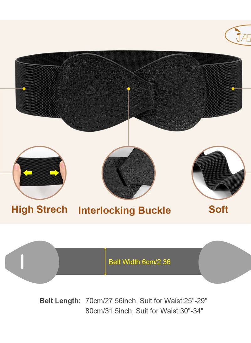 SOLARAE Women Stretchy Belt for Dresses Vintage Elastic Wide Waist Belt Elastic Belt for Ladies Dress Decoration - Image 5