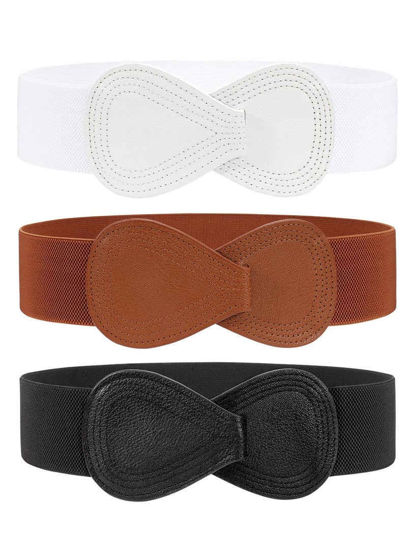 SOLARAE Women Stretchy Belt for Dresses Vintage Elastic Wide Waist Belt Elastic Belt for Ladies Dress Decoration - Image 1
